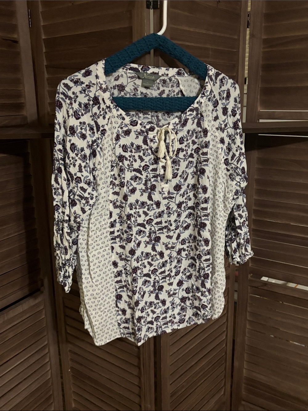 Floral Tie-Front Women's Tunic Blouse